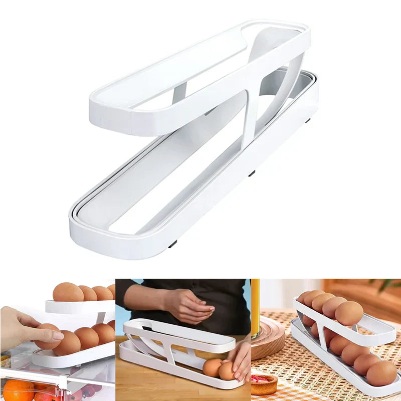 Double - Decker Egg Organiser with Rolling System