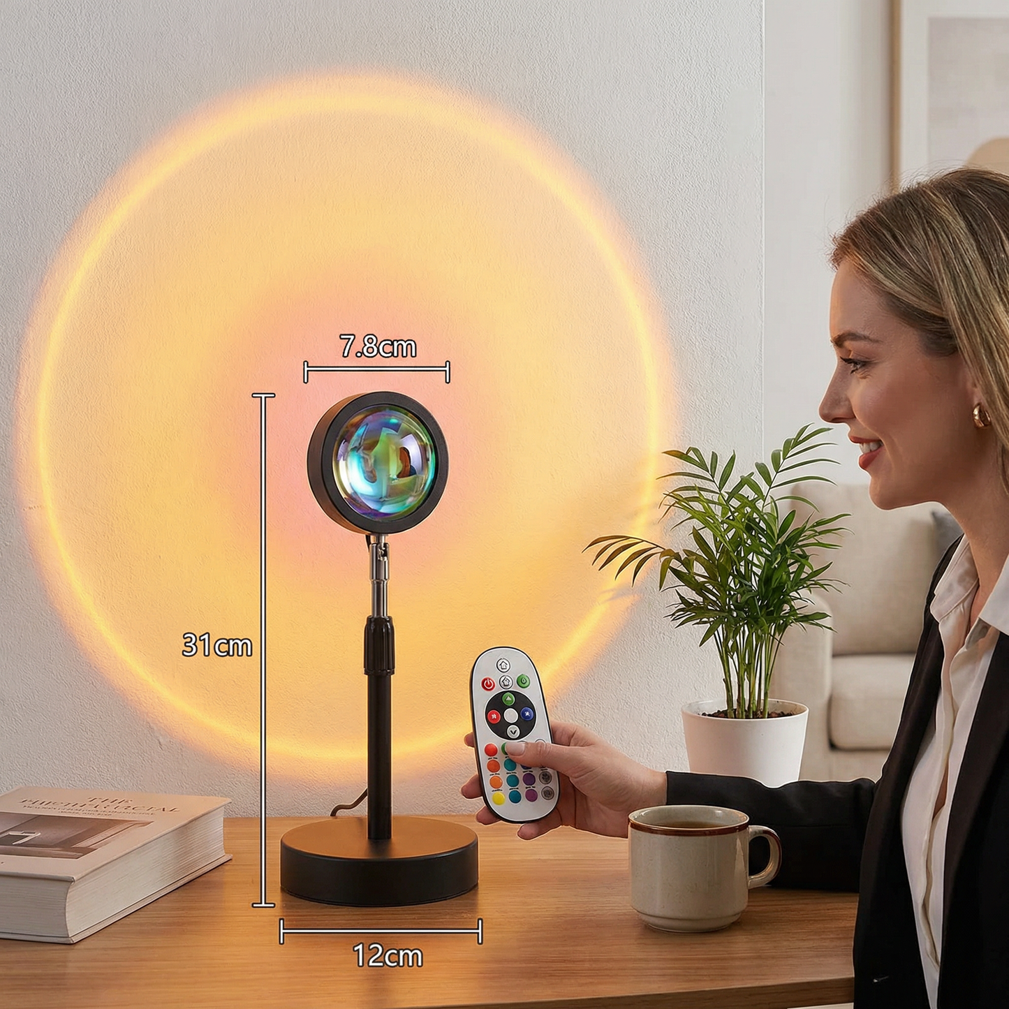 Sunset Projector Lamp – 180° Adjustable Ambient Light with Remote Control
