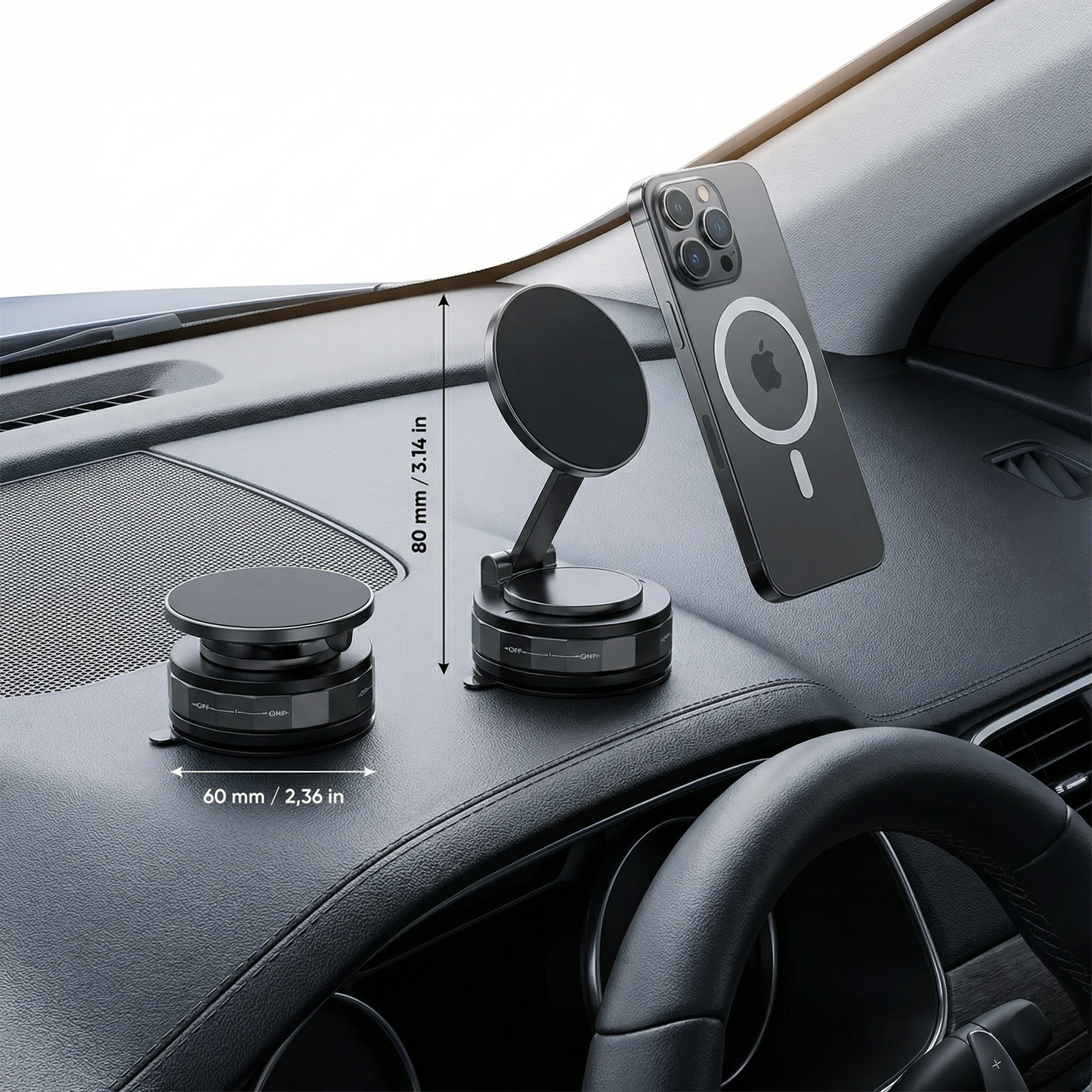 Magnetic Suction Cup – Extendable 360° Phone Holder with Vacuum Lock