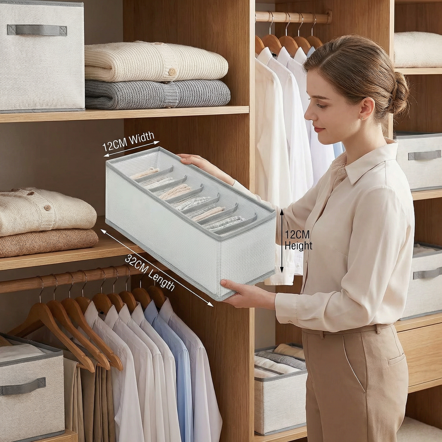 Foldable Clothes Organizer Box with Compartments