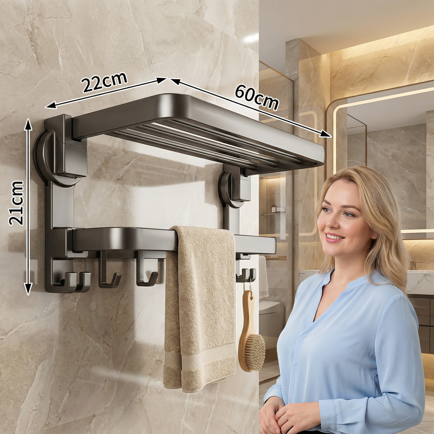 Foldable Suction Cup Towel Holder