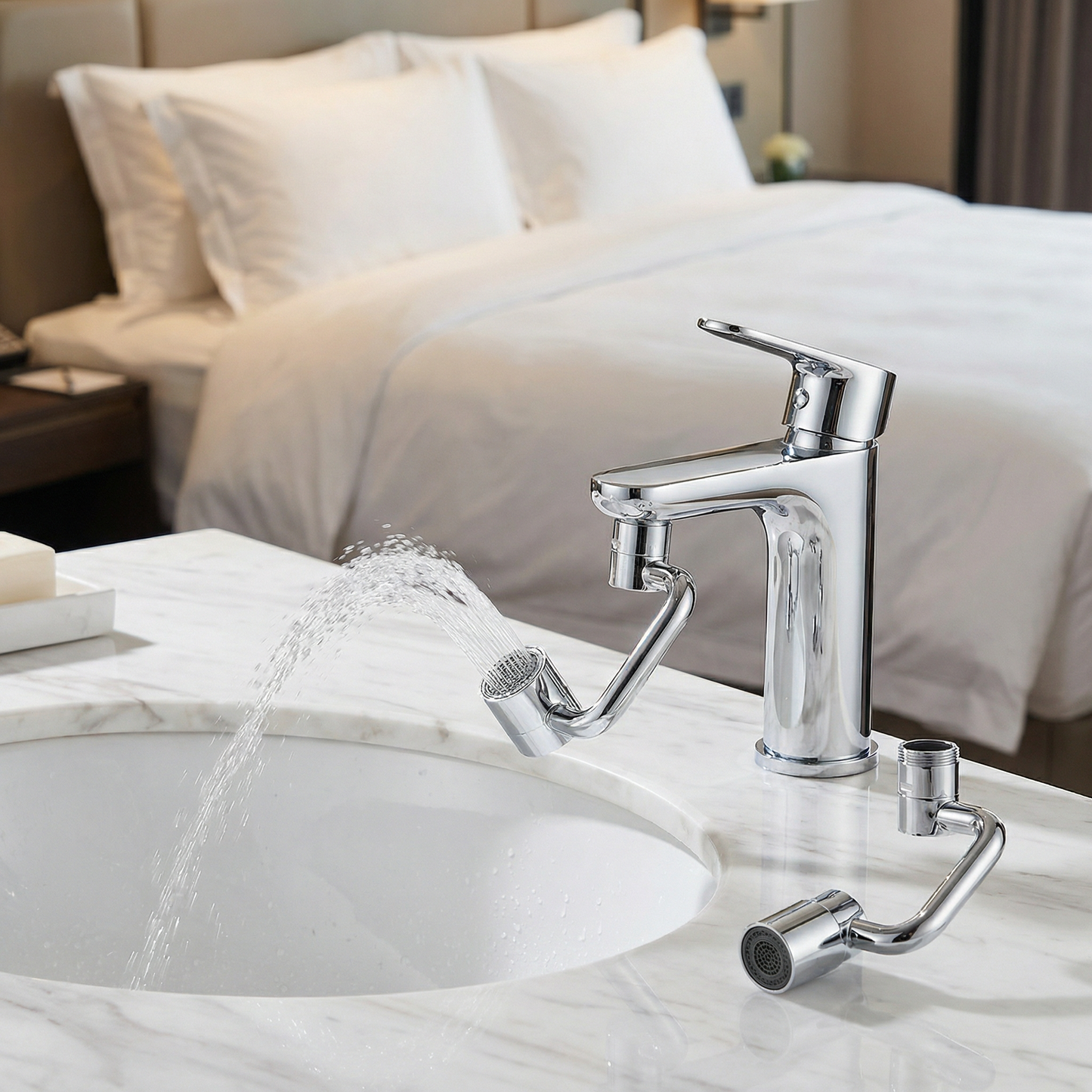 360° swivel tap extender with spray head – kitchen & bathroom use