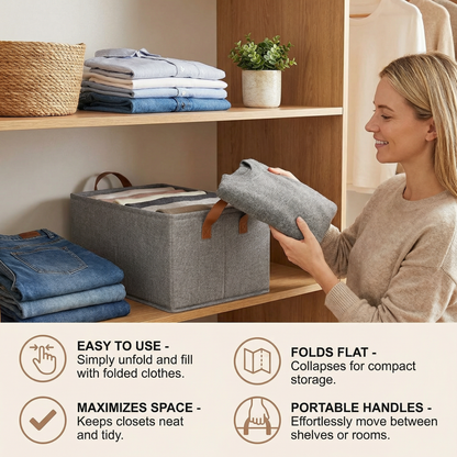 Foldable Clothes Organizer Box with Handles