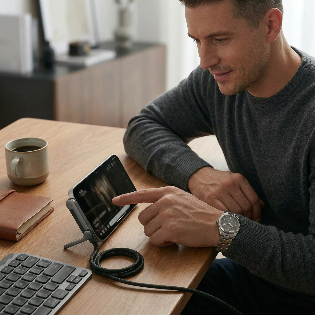 2-in-1 Foldable Fast Charging Cable & Phone Stand