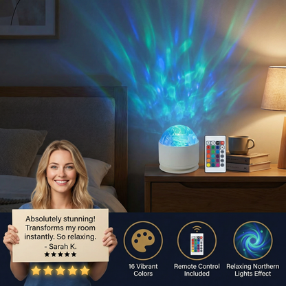 LED Northern Lights Projector Lamp – 16 Colors & Remote Control