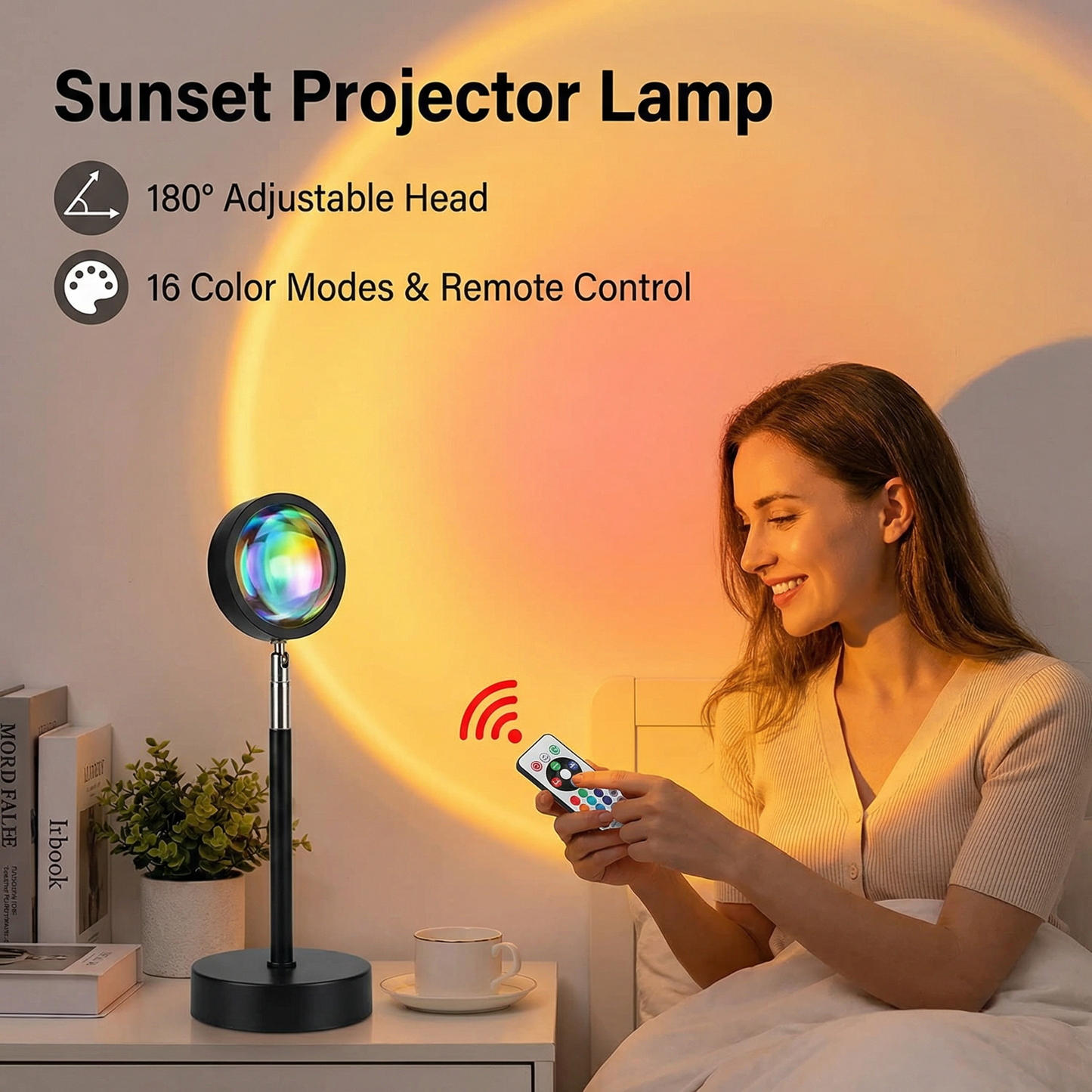 Sunset Projector Lamp – 180° Adjustable Ambient Light with Remote Control