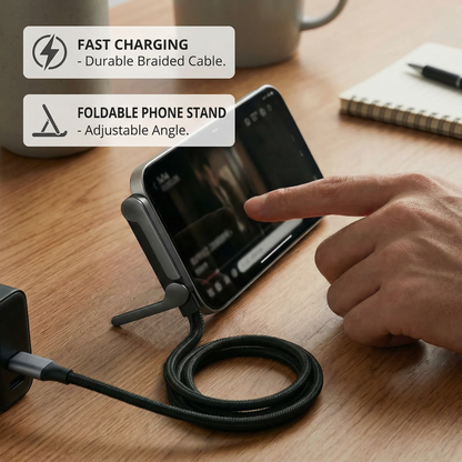 2-in-1 Foldable Fast Charging Cable & Phone Stand