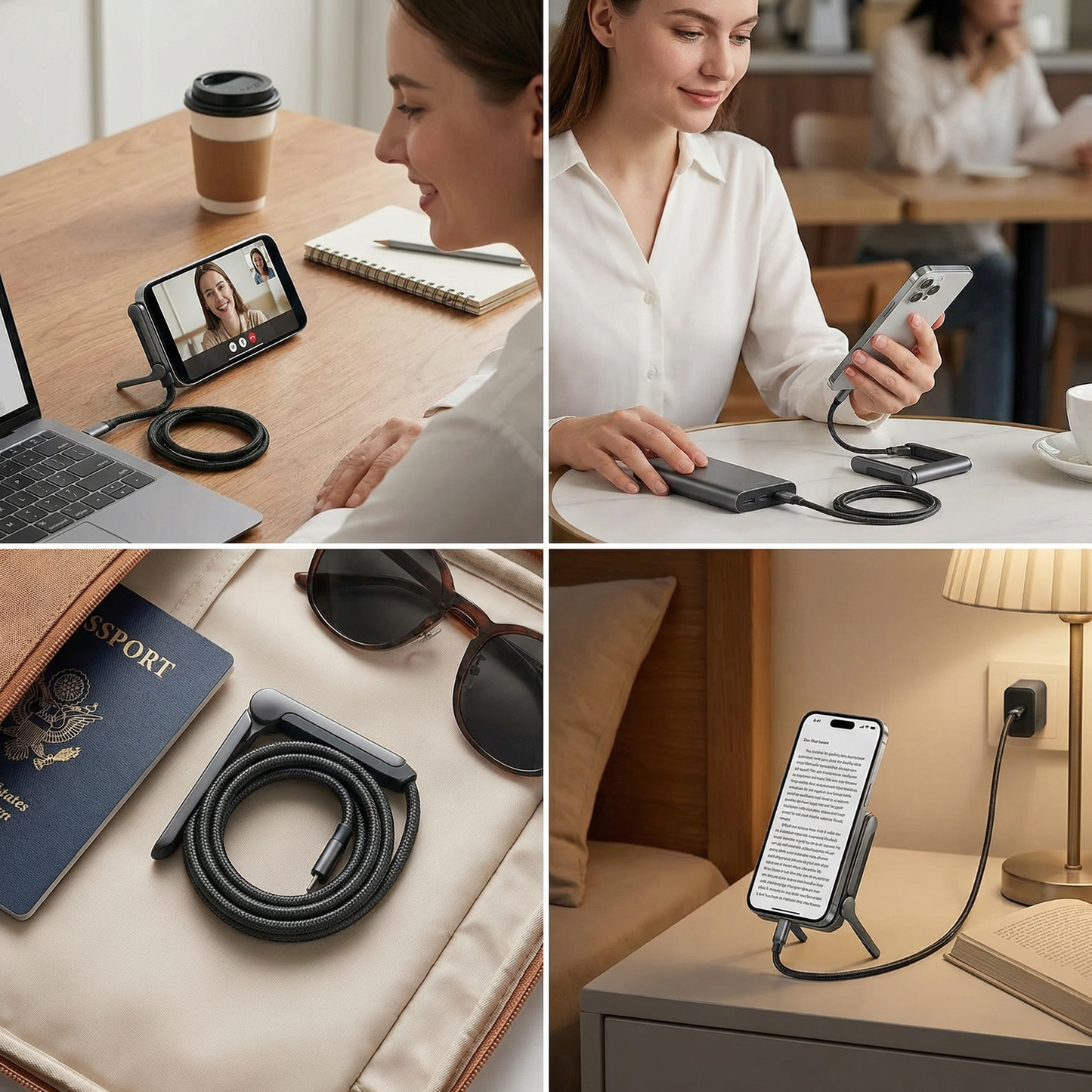 2-in-1 Foldable Fast Charging Cable & Phone Stand