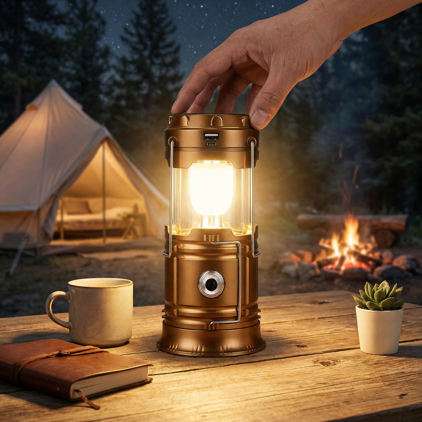 Rechargeable Solar Lantern with USB – Portable LED Light for Outdoor and Emergencies
