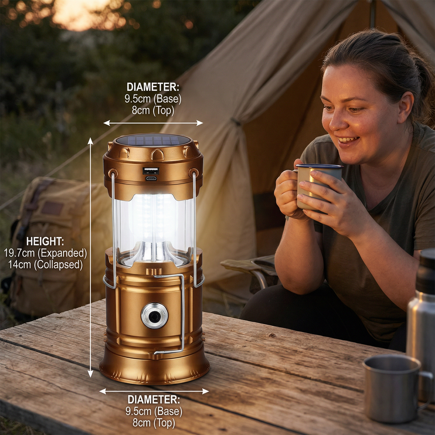 Rechargeable Solar Lantern with USB – Portable LED Light for Outdoor and Emergencies