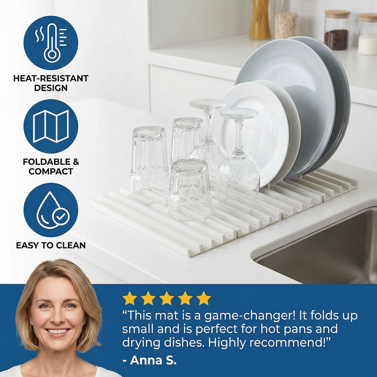 Foldable Silicone Drip Mat – Heat-Resistant Design