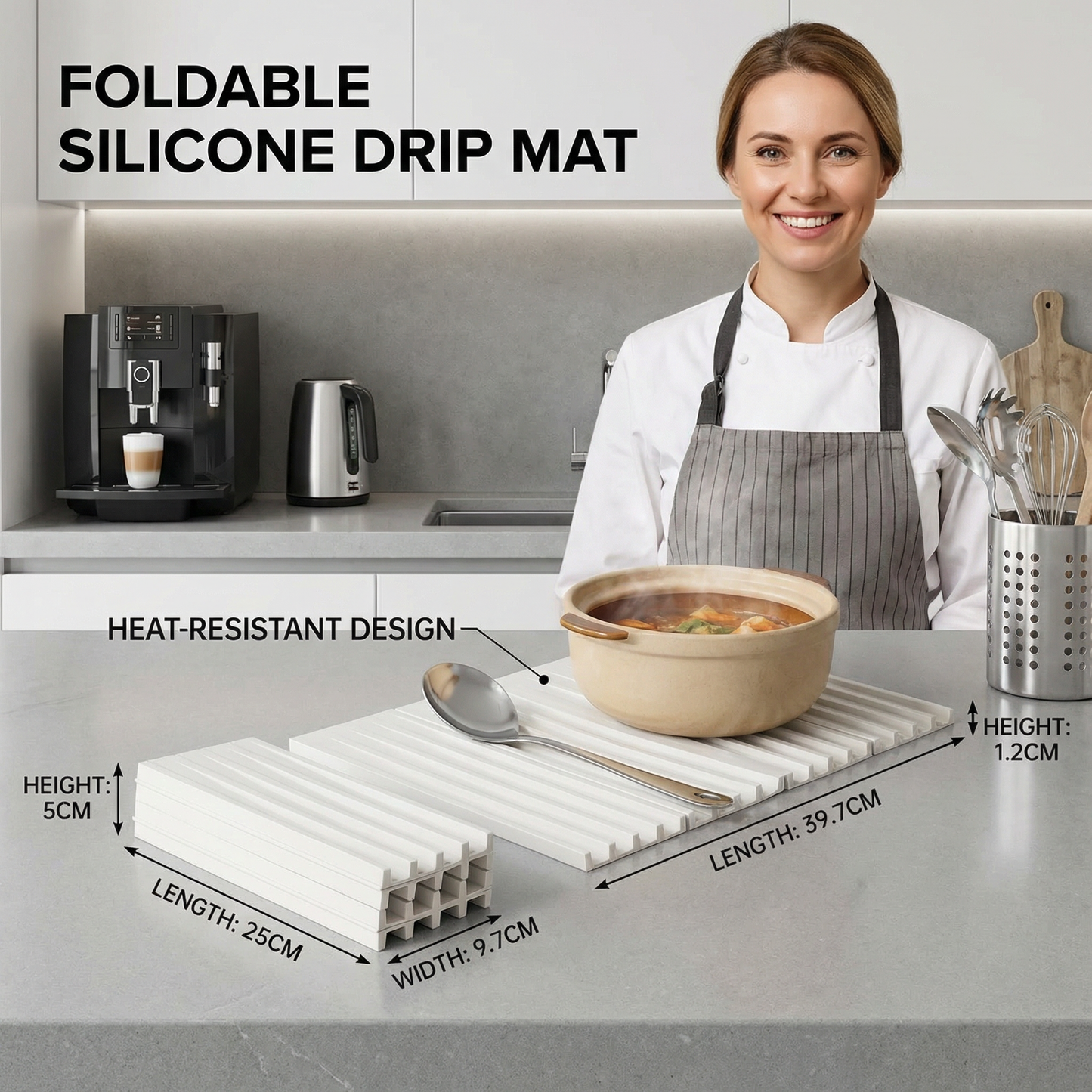 Foldable Silicone Drip Mat – Heat-Resistant Design