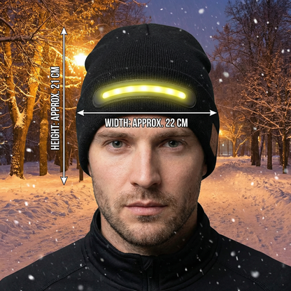 Warm Hat with Integrated Bluetooth Headphones and LED light strip