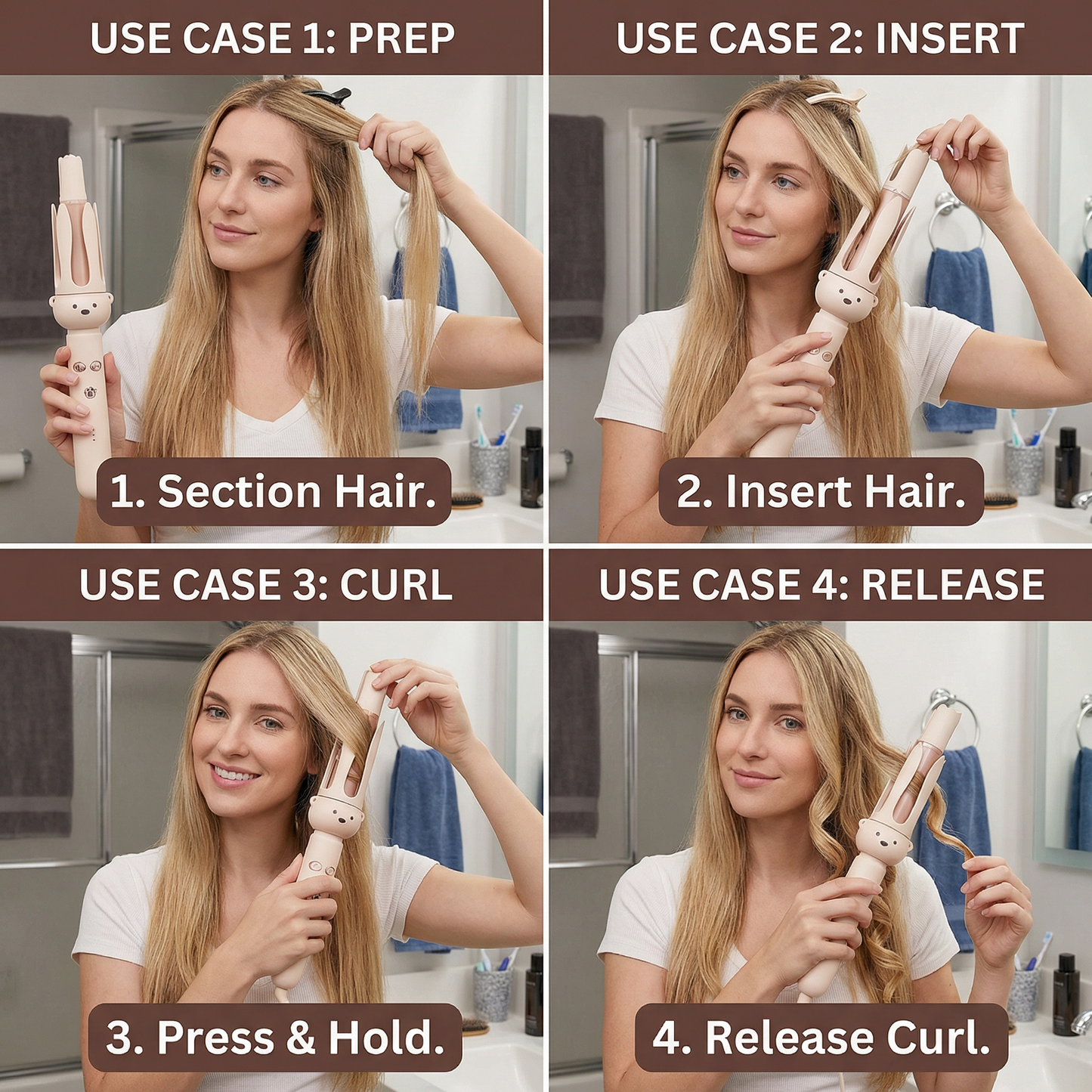 Automatic Bear-Design Curling Iron 32 mm – Electric Rotating Curling Styler