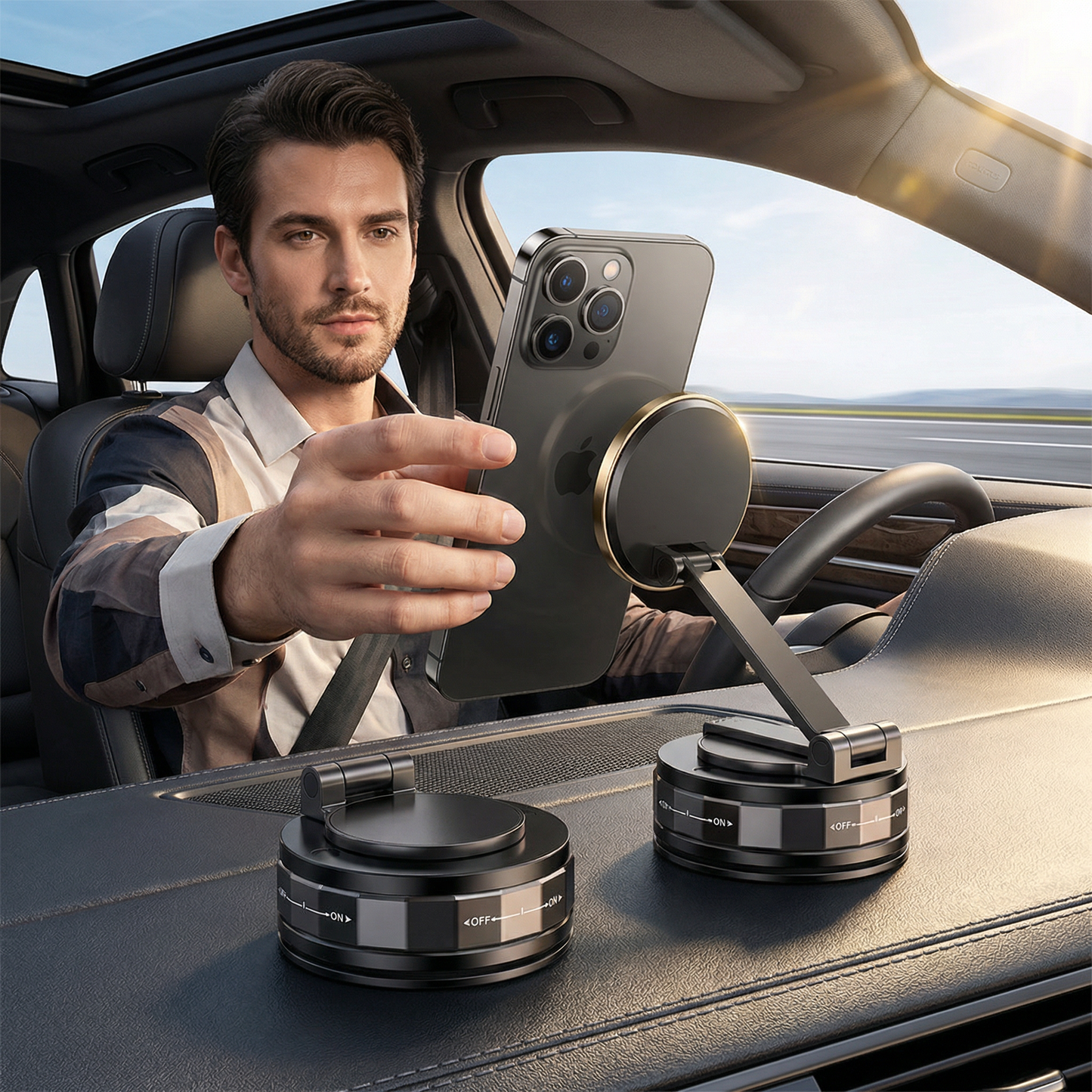 Magnetic Suction Cup – Extendable 360° Phone Holder with Vacuum Lock