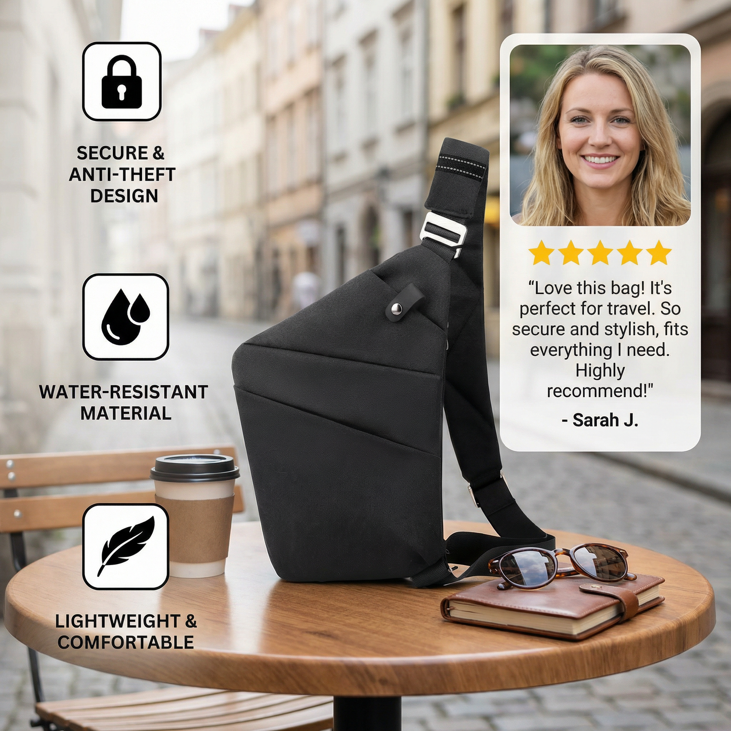 Anti-Theft Designer Crossbody Bag