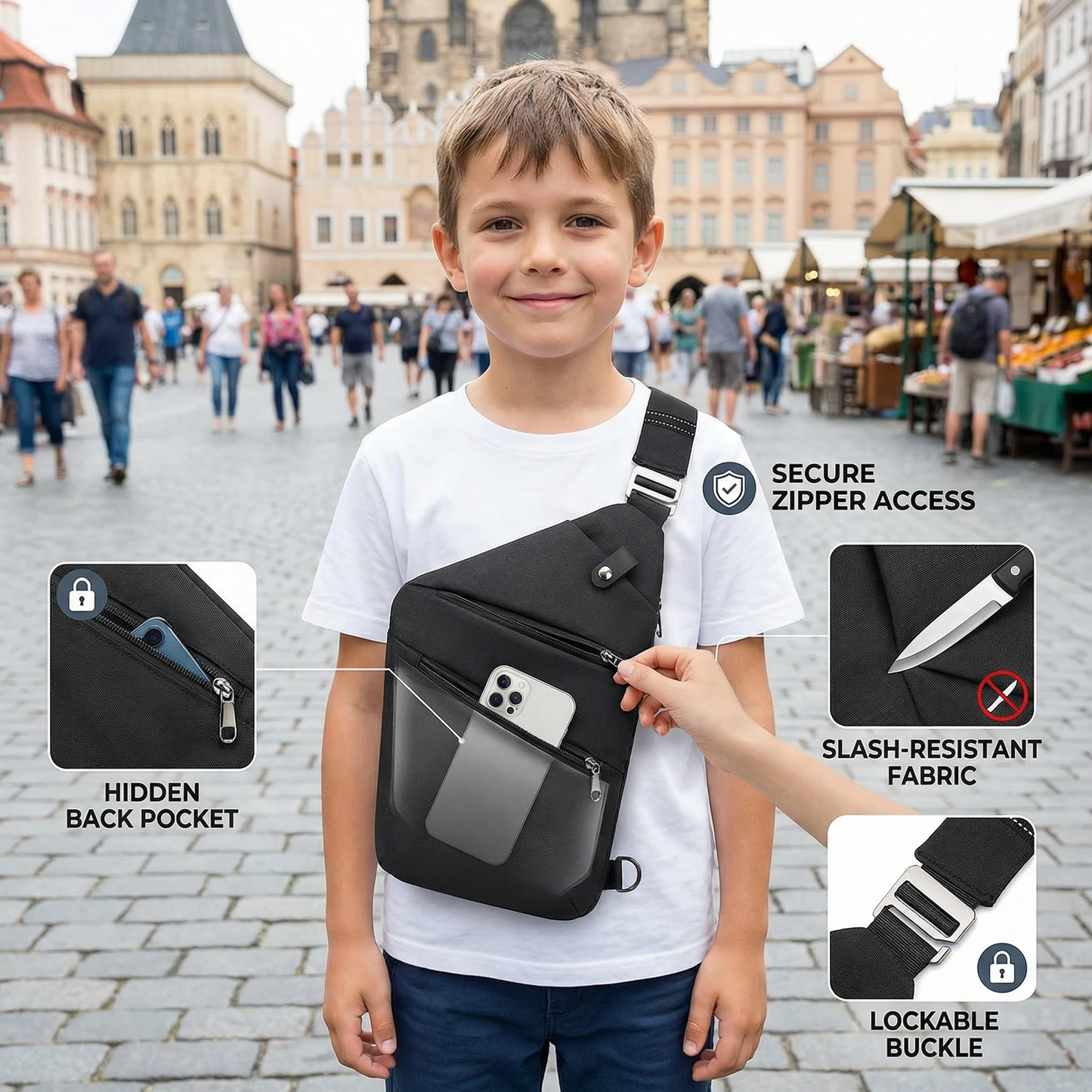 Anti-Theft Designer Crossbody Bag