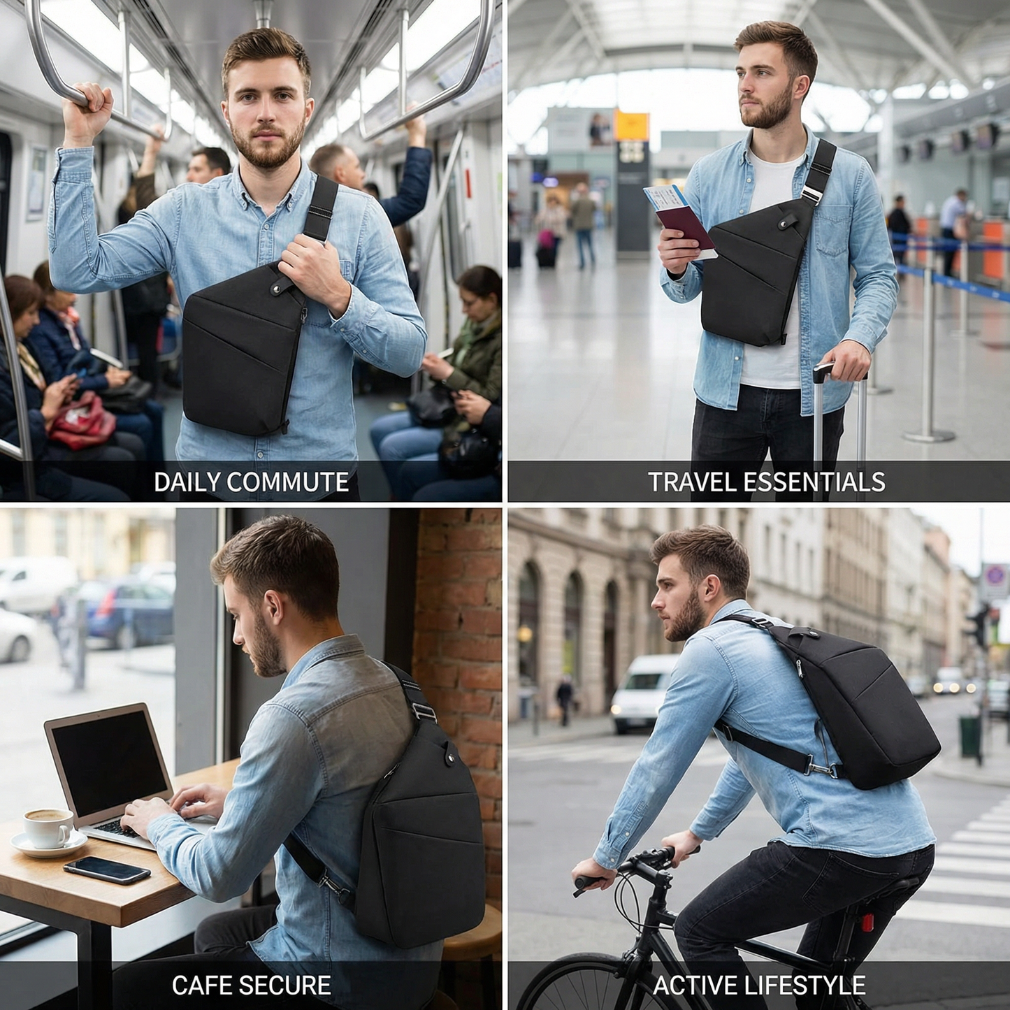 Anti-Theft Designer Crossbody Bag