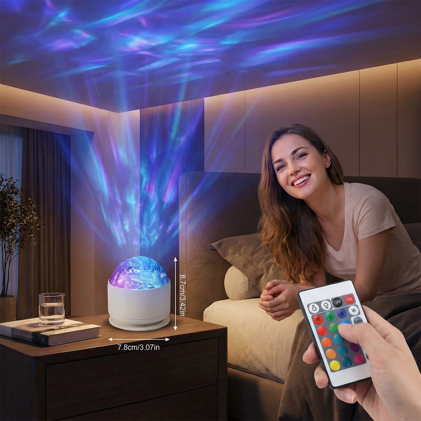 LED Northern Lights Projector Lamp – 16 Colors & Remote Control