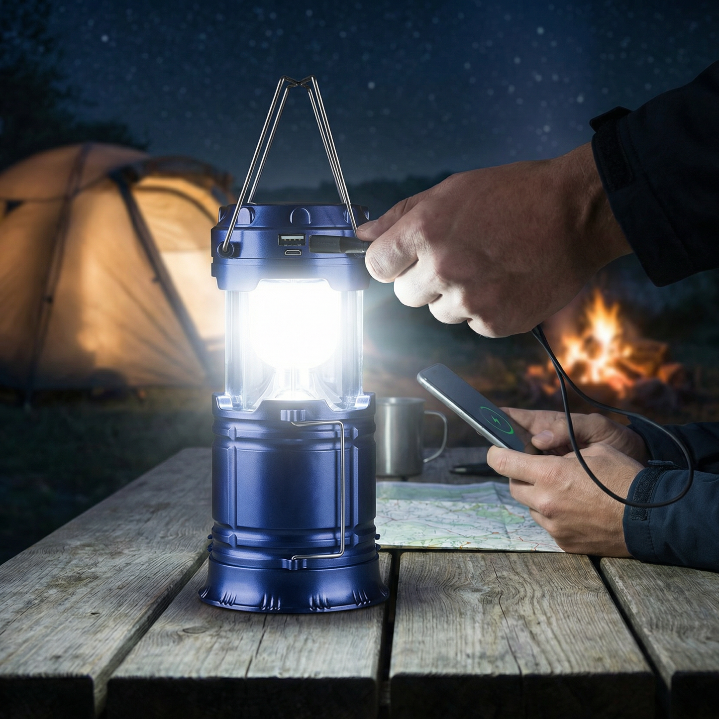 Rechargeable Solar Lantern with USB – Portable LED Light for Outdoor and Emergencies