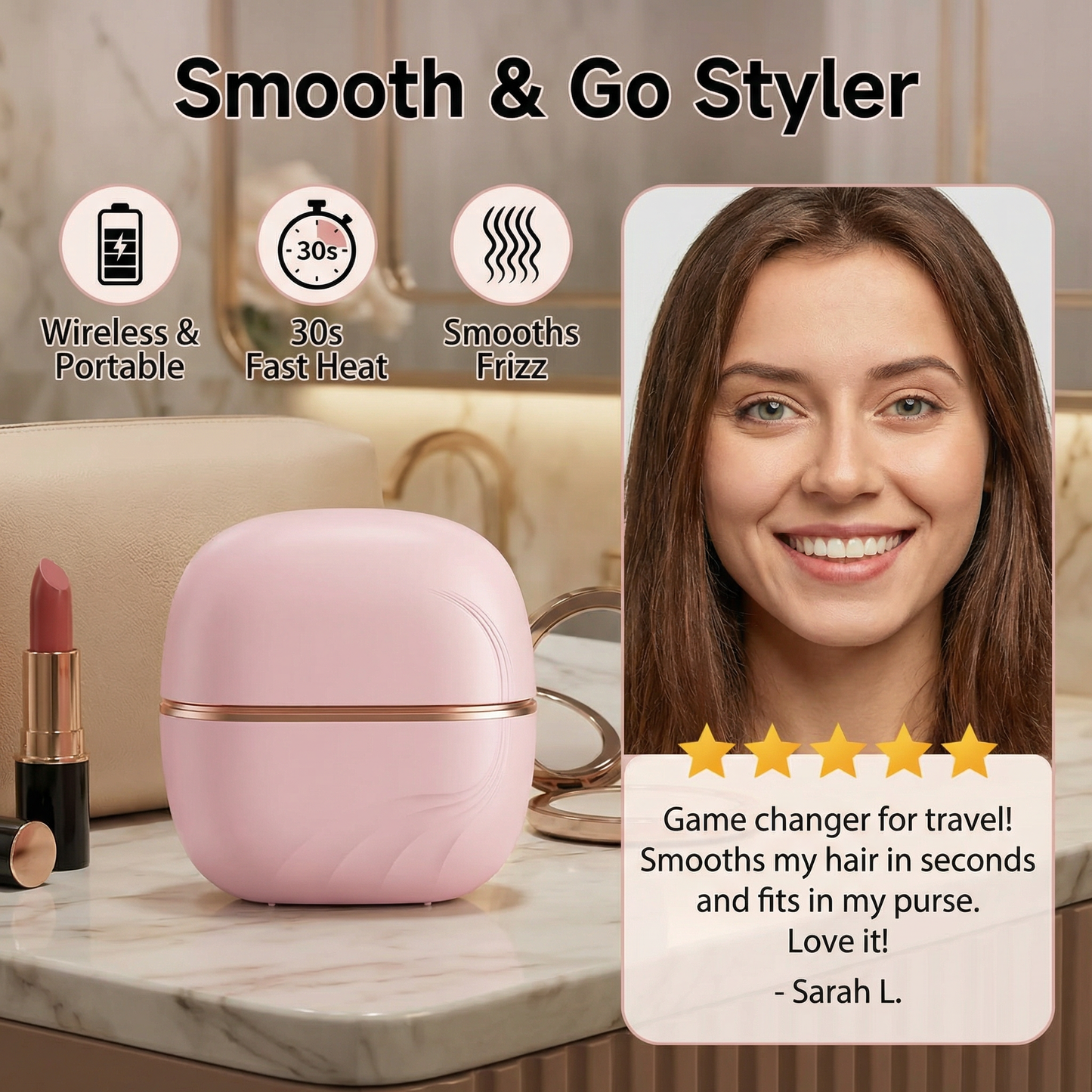 Smooth & Go Styler – The Wireless Hair Straightener for On-the-Go