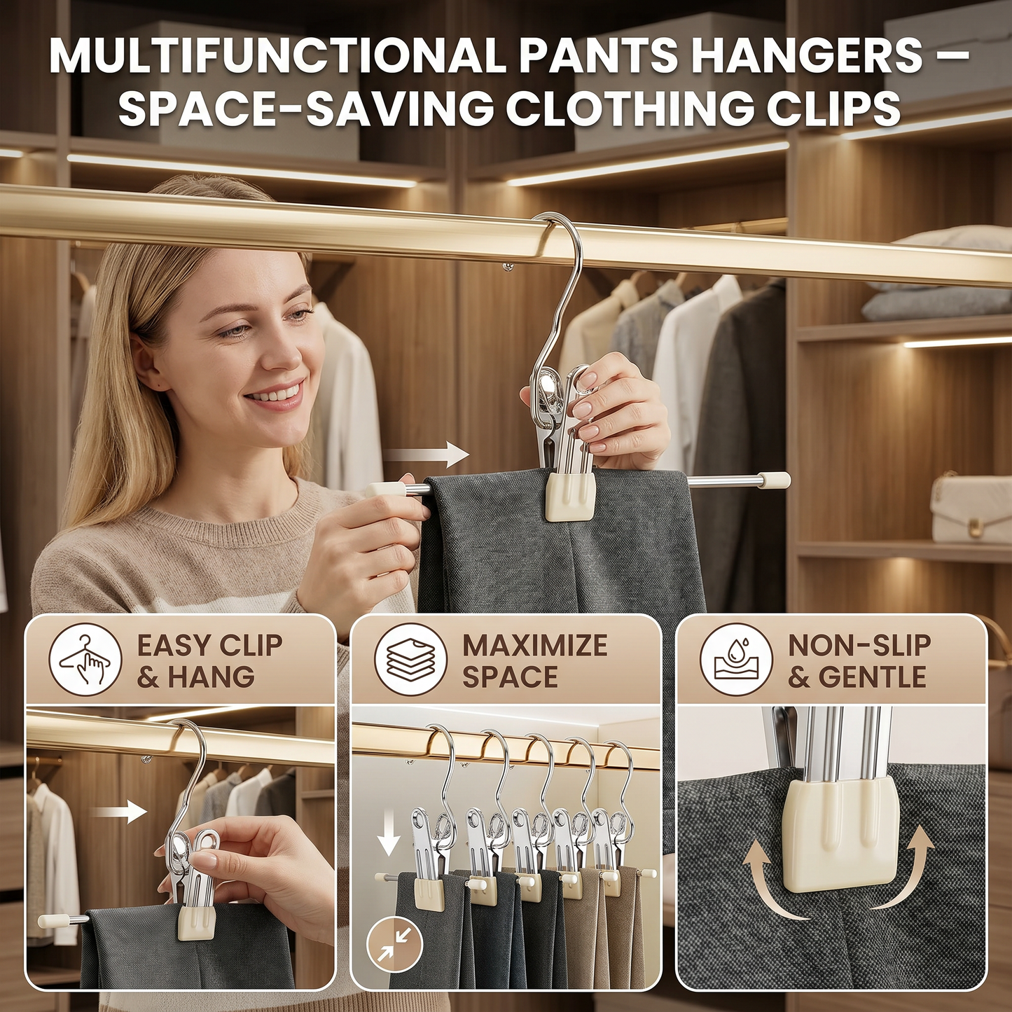 Multifunctional Pants Hangers – Space-Saving Clothing Clips