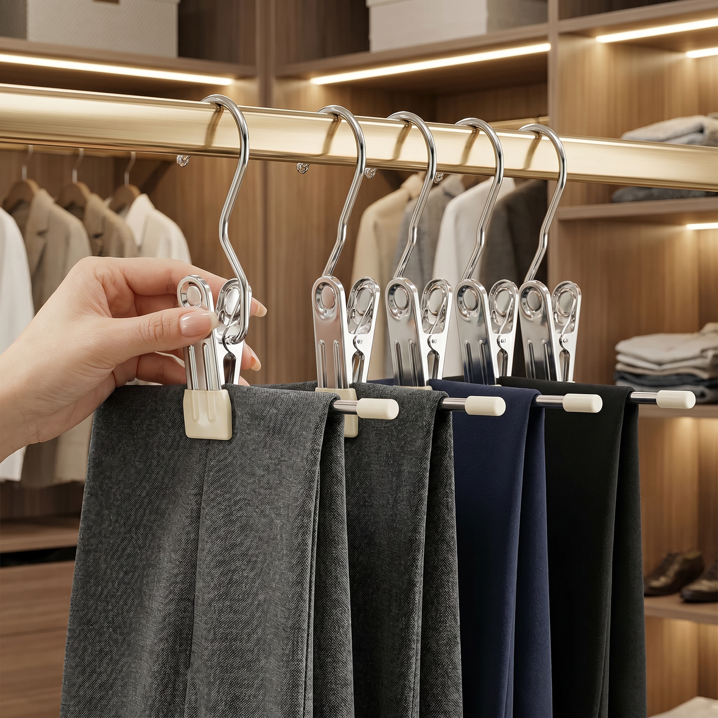 Multifunctional Pants Hangers – Space-Saving Clothing Clips