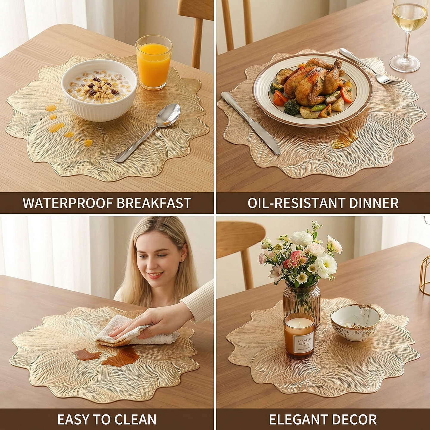 Creative Flower Table Set – Waterproof and Oil-Resistant