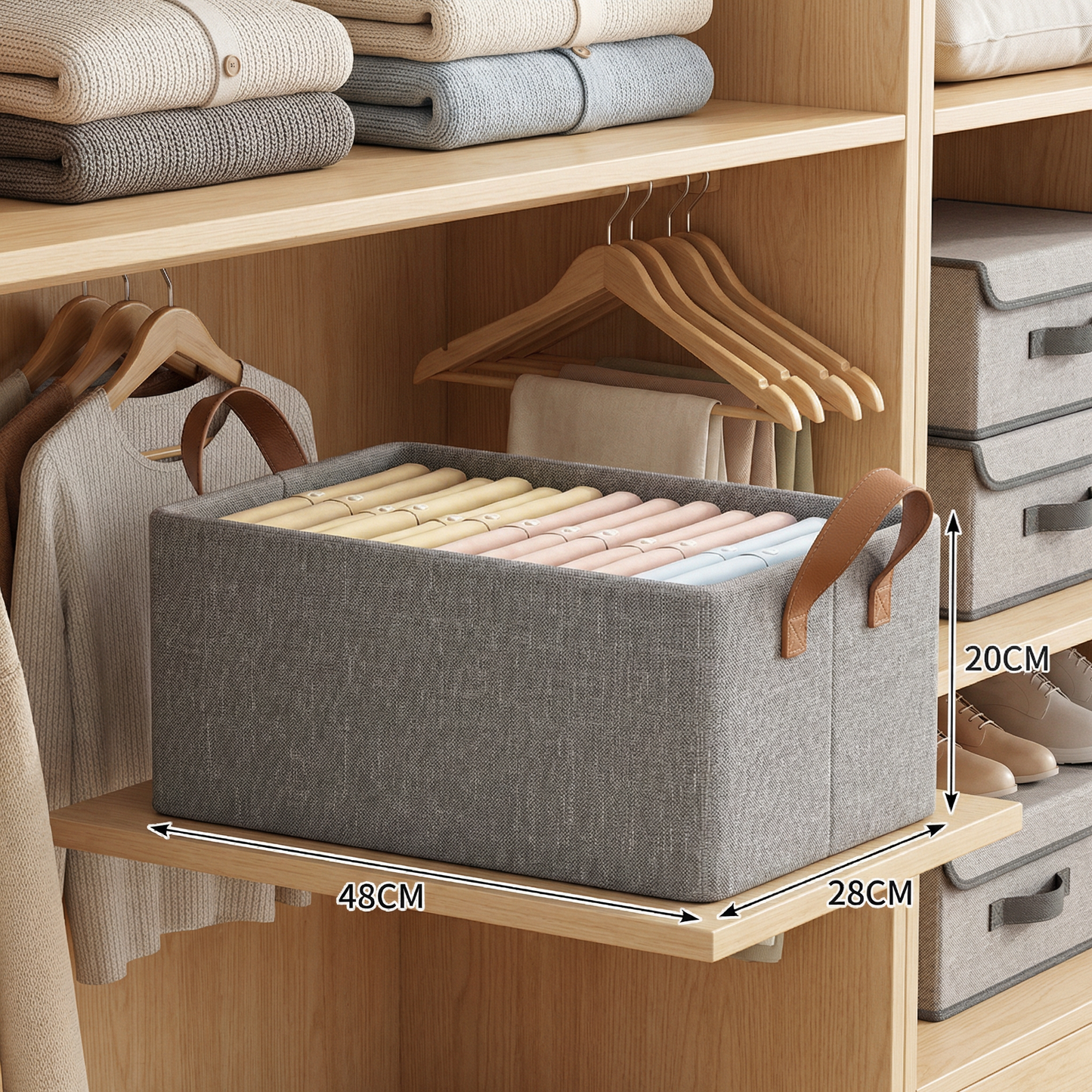 Foldable Clothes Organizer Box with Handles
