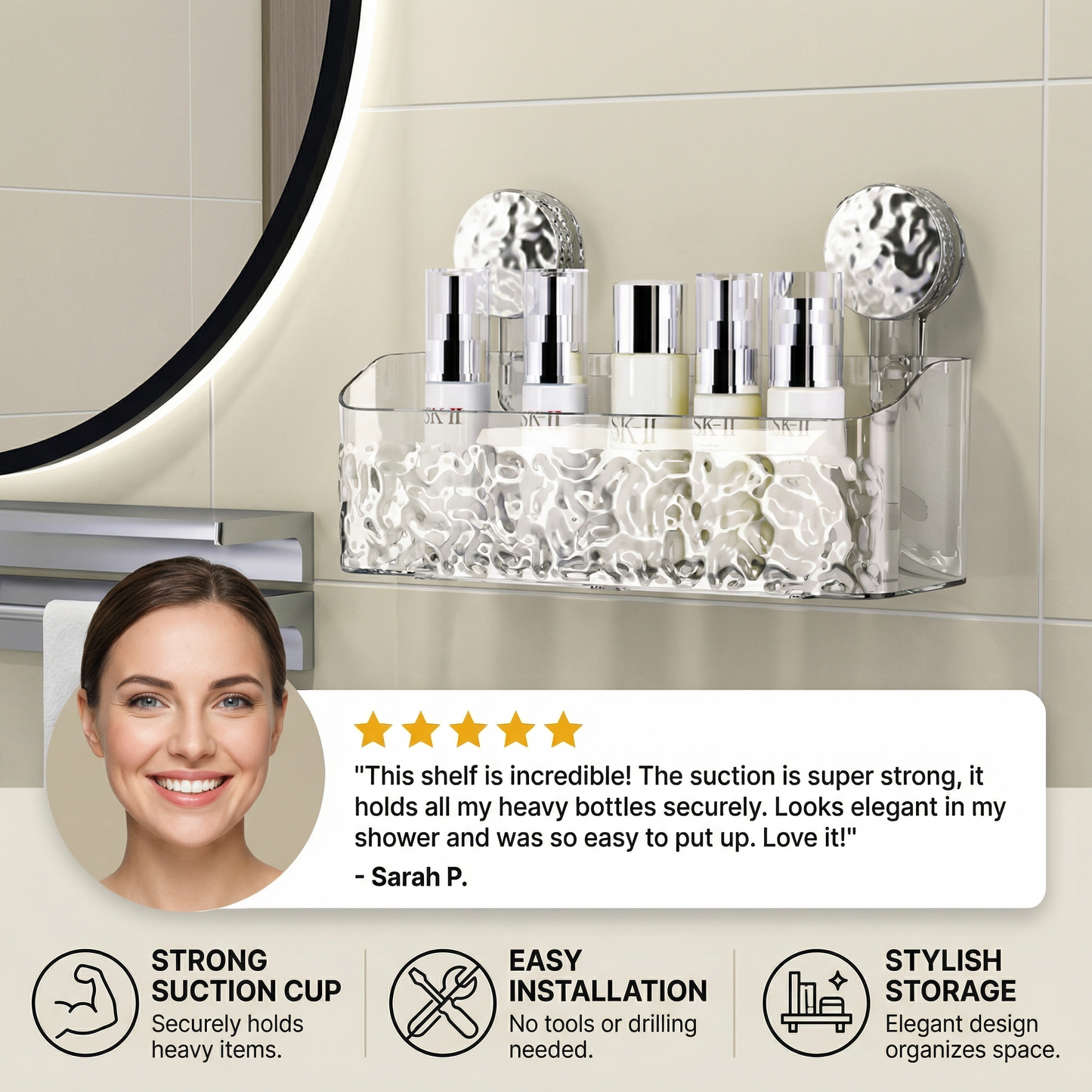 Suction Cup Bathroom Shelf