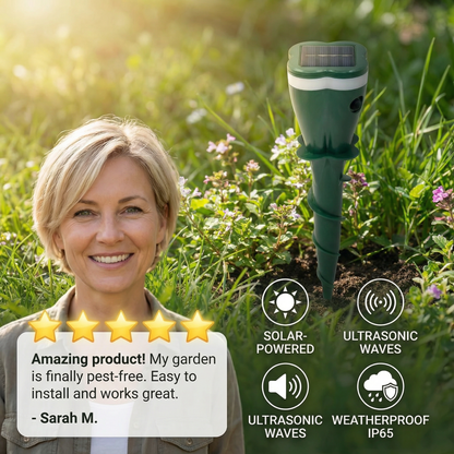 Solar Ultrasonic Animal and Insect Repellent Device