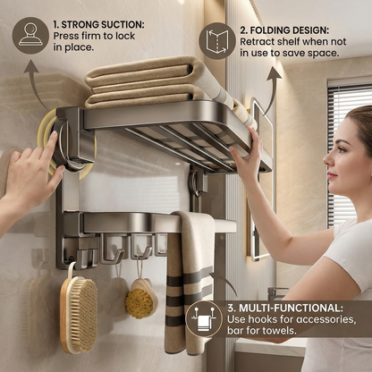 Foldable Suction Cup Towel Holder