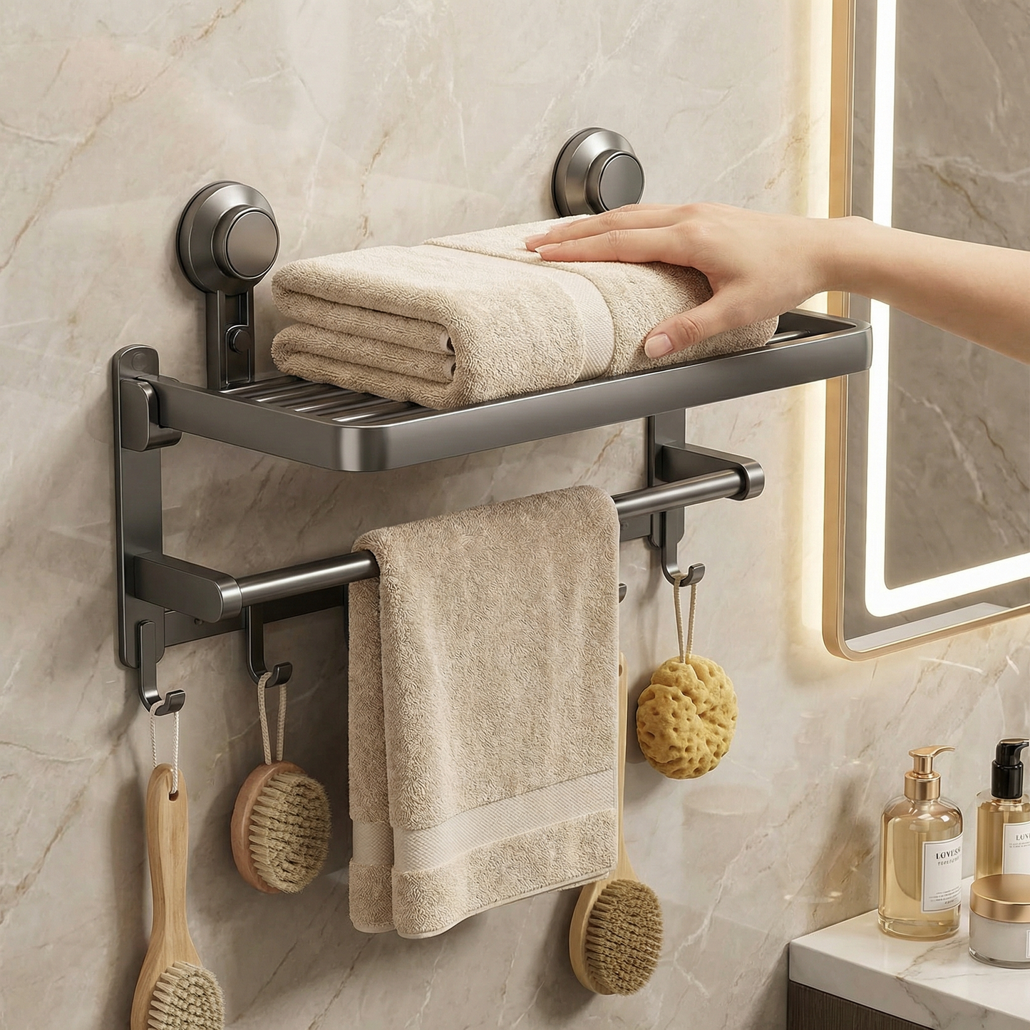 Foldable Suction Cup Towel Holder