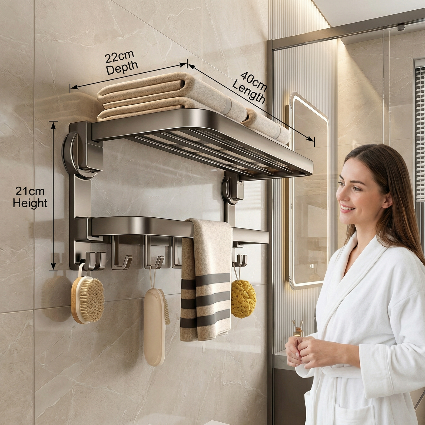 Foldable Suction Cup Towel Holder