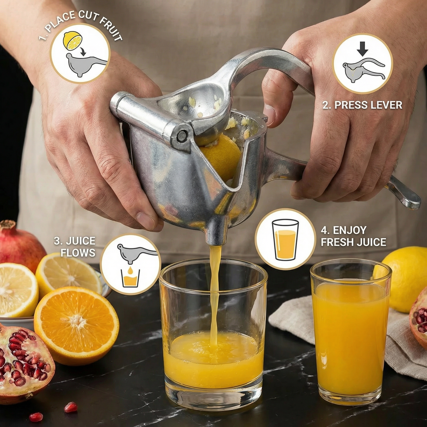 Aluminum Hand Juicer – Manual Press for Fruits & More
