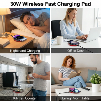 30W Wireless Fast Charging Pad for Smartphones