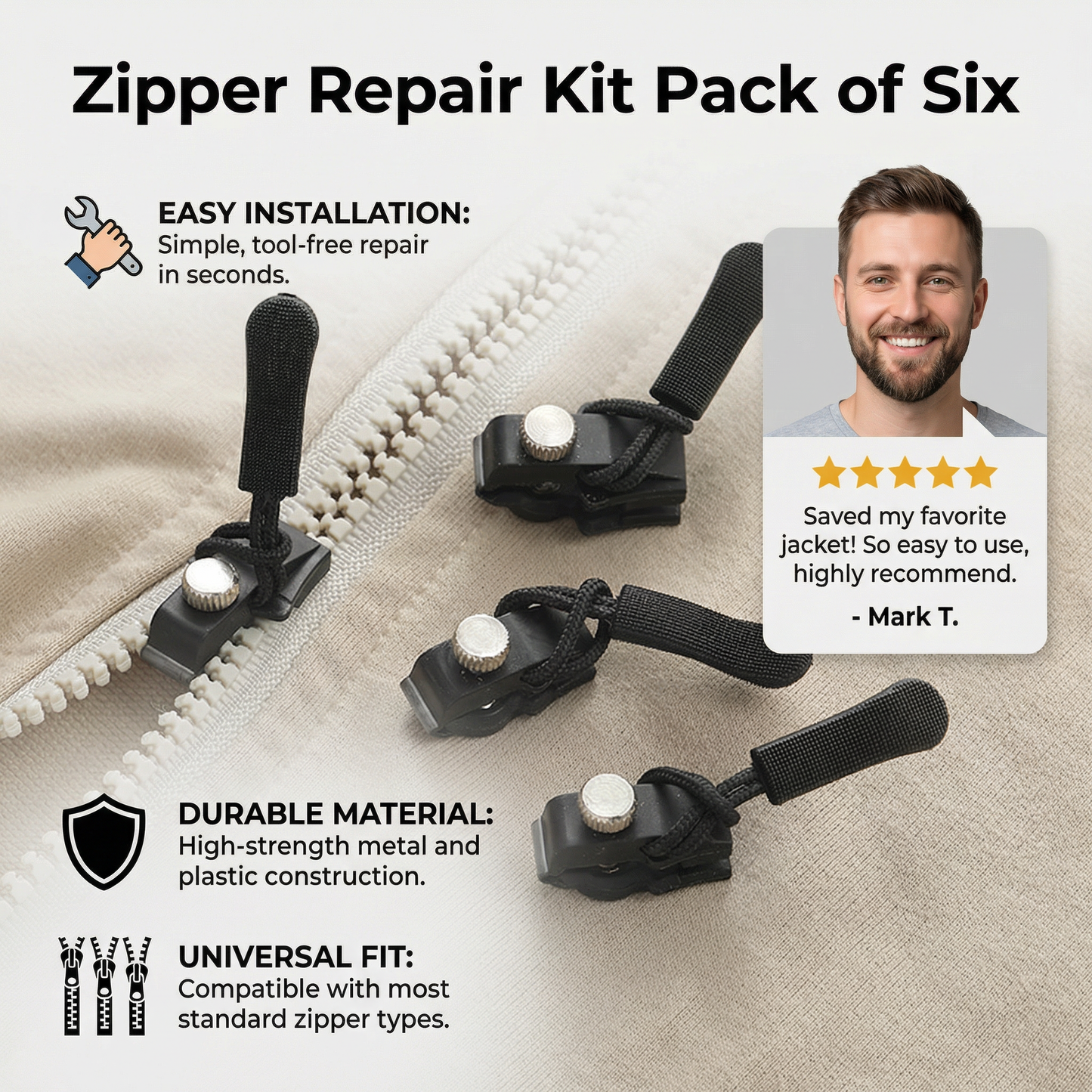 6-Pack Zipper Fixing Kit