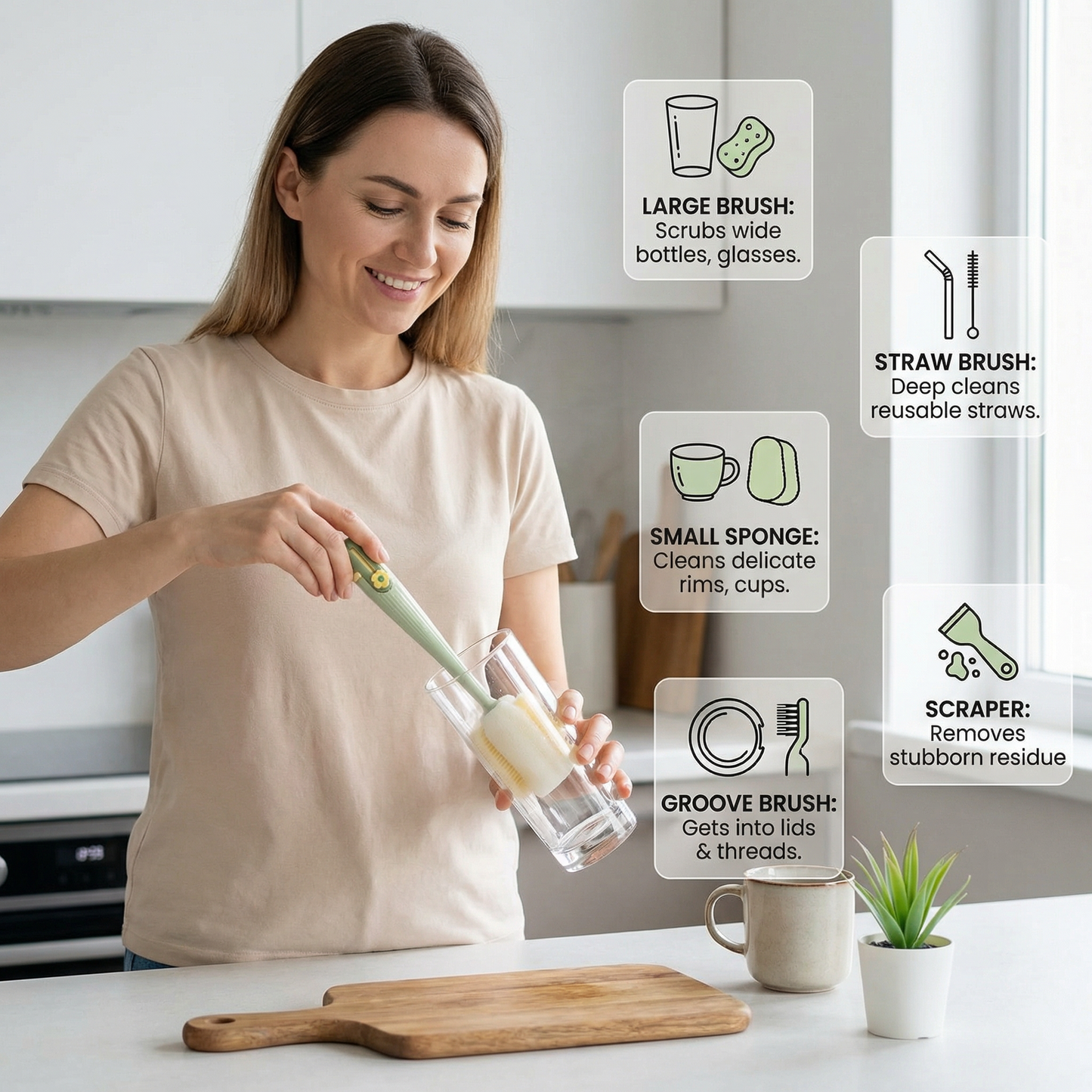 Practical 5-in-1 Bottle Cleaner