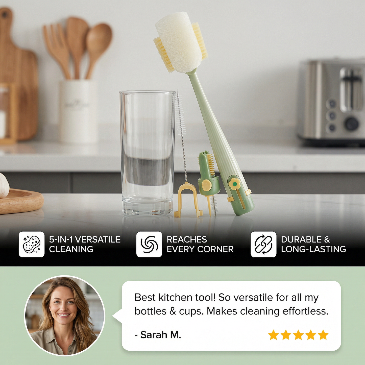 Practical 5-in-1 Bottle Cleaner