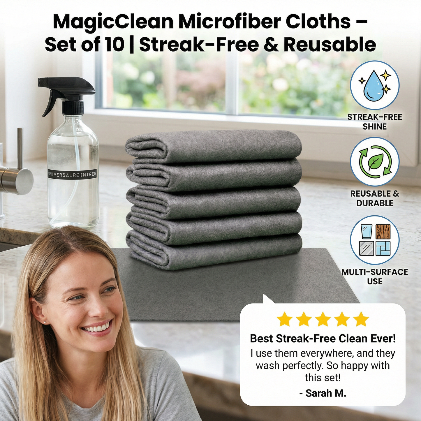 MagicClean Microfiber Cloths – Set of 10 | Streak-Free & Reusable