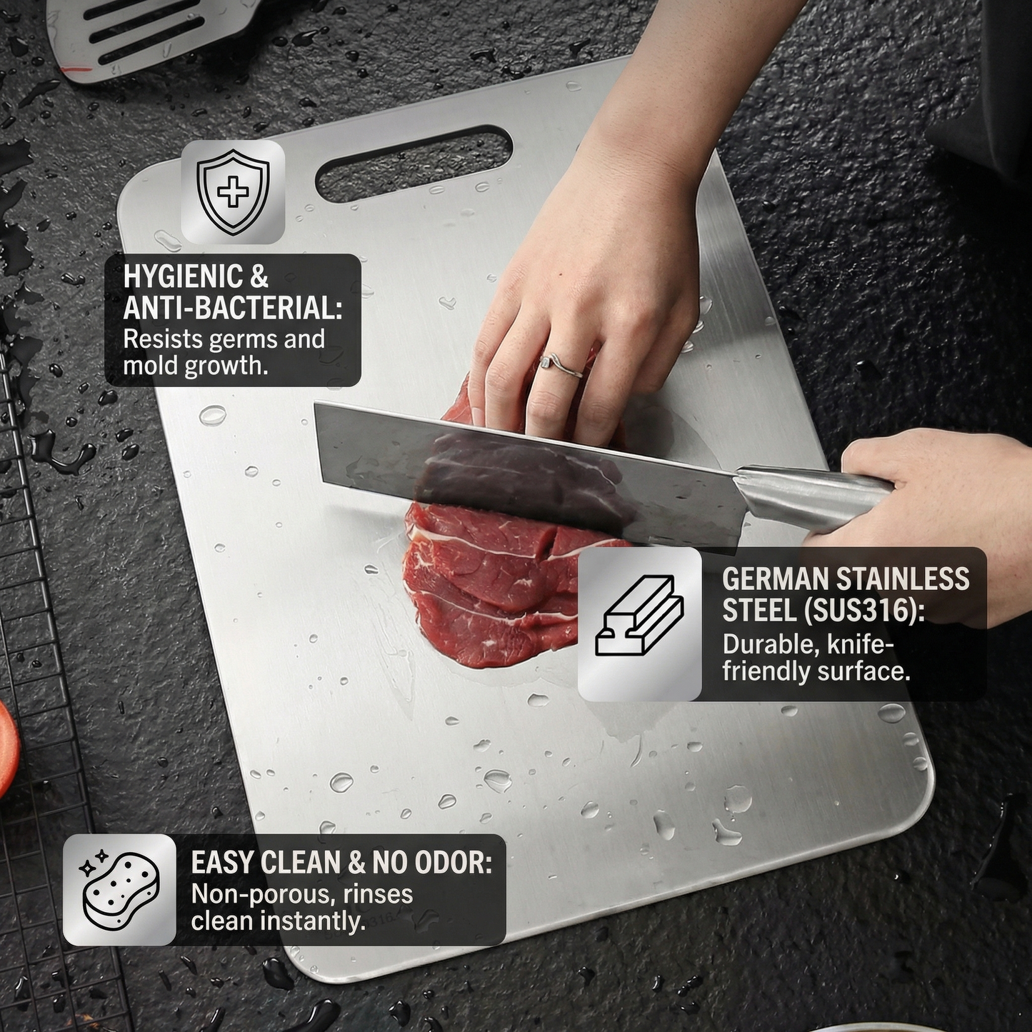 TitanPro – Premium cutting board made from German stainless steel