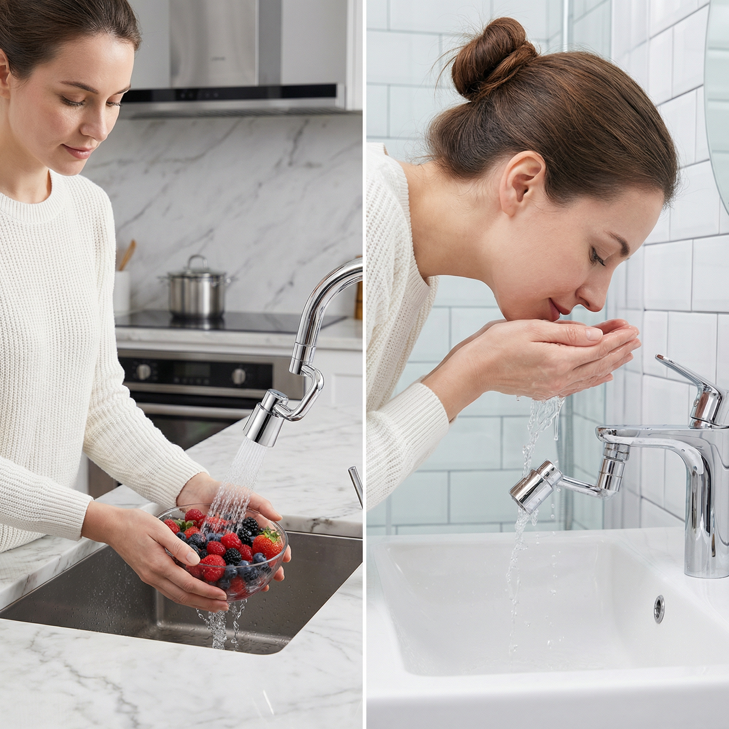 360° swivel tap extender with spray head – kitchen & bathroom use