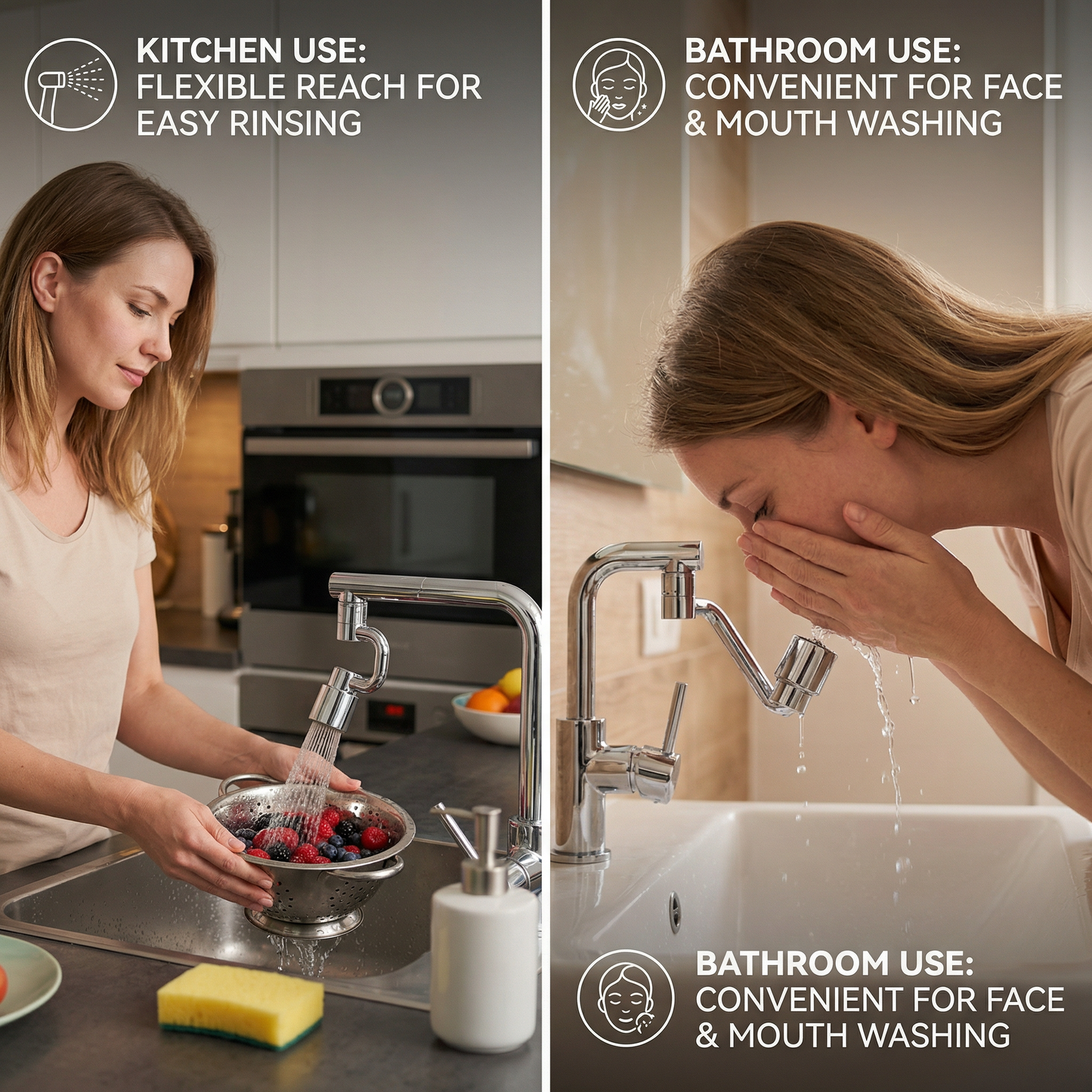 360° swivel tap extender with spray head – kitchen & bathroom use