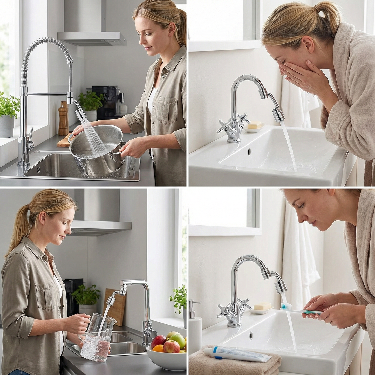 360° swivel tap extender with spray head – kitchen & bathroom use