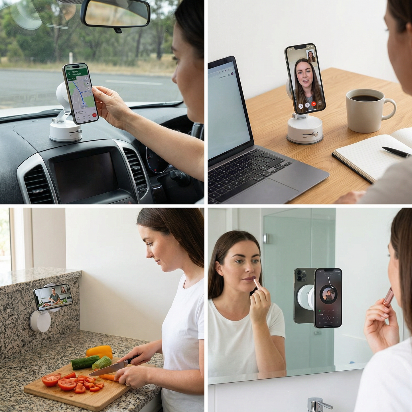 Magnetic Phone Holder with Vacuum Suction Cup – Foldable & Double-Sided, Universal for All Smartphones