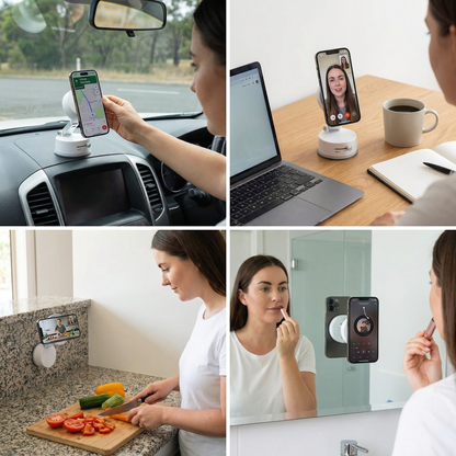 Magnetic Phone Holder with Vacuum Suction Cup – Foldable & Double-Sided, Universal for All Smartphones