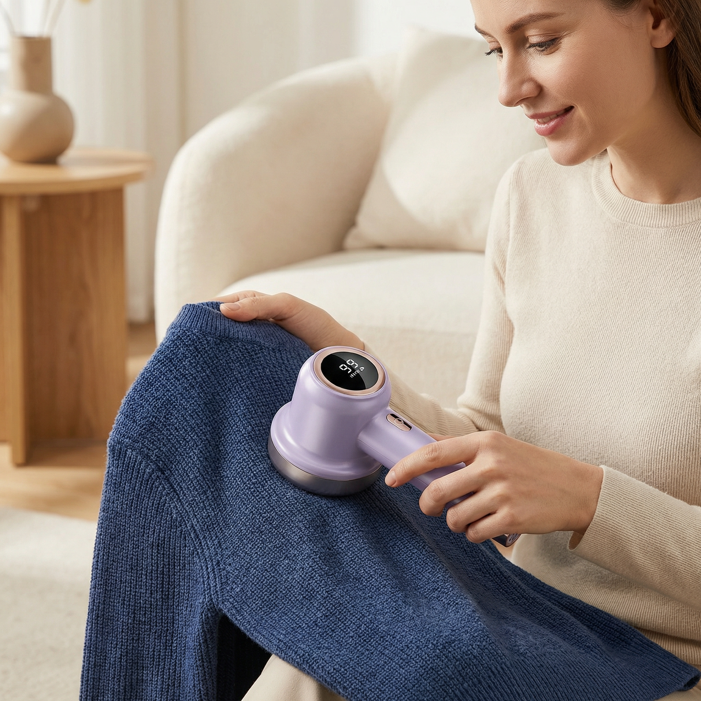 Electric Lint Remover with LED Display – Rechargeable Fabric Shaver with 3 Speed Levels & Large Lint Container