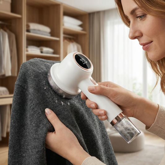 Electric Lint Remover with LED Display – Rechargeable Fabric Shaver with 3 Speed Levels & Large Lint Container