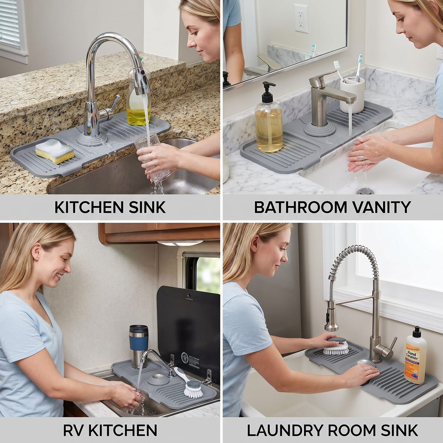 Silicone Faucet Splash Guard – Drip Mat for Sink & Basin