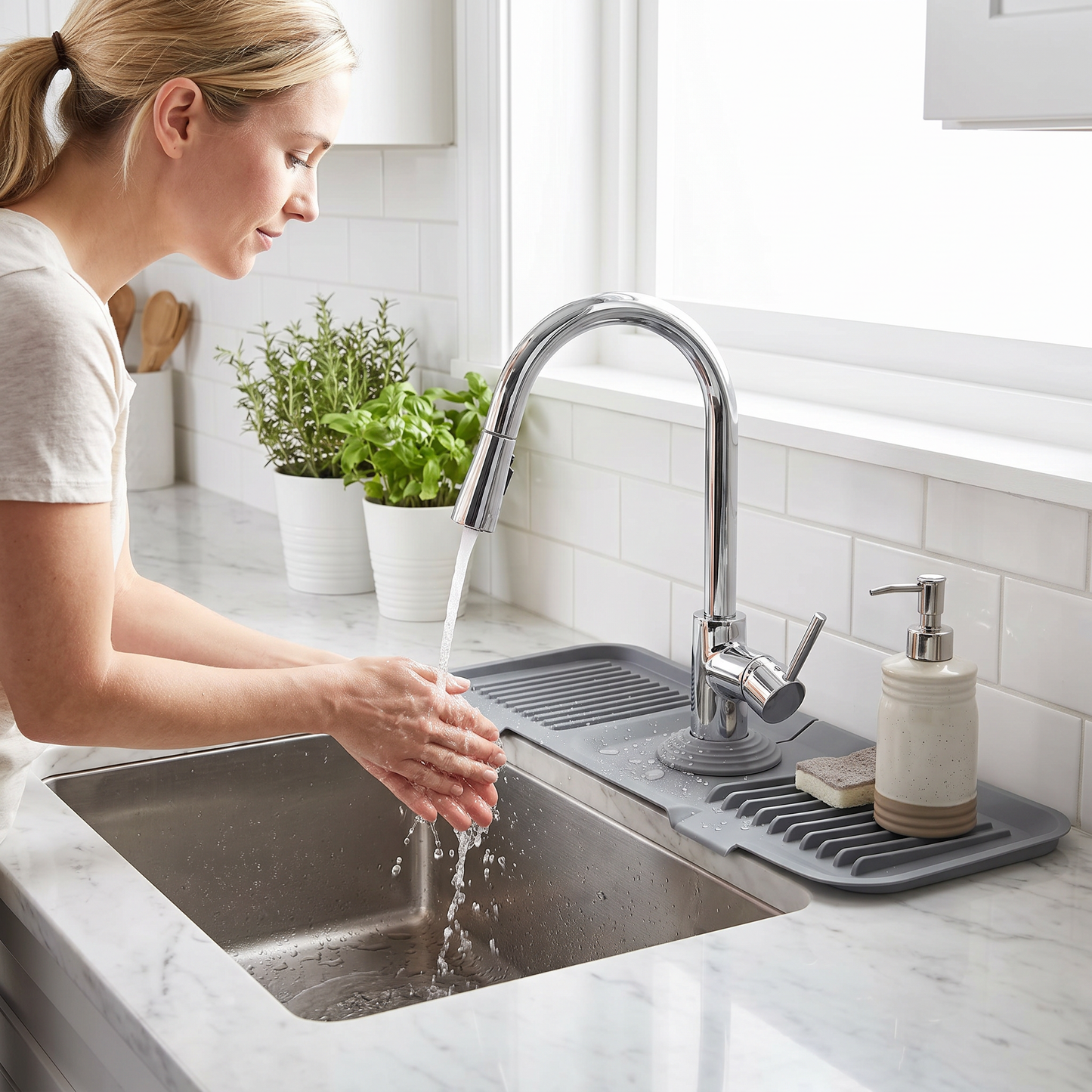 Silicone Faucet Splash Guard – Drip Mat for Sink & Basin